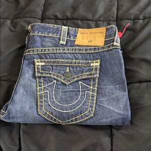 True Religion Indigo Denim with Tan Accents